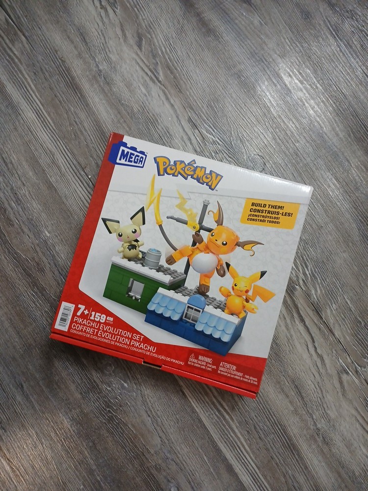 Mega Pokemon Bricks Set Pikachu Evolution Set Open Box Building Toy Kit Mattel