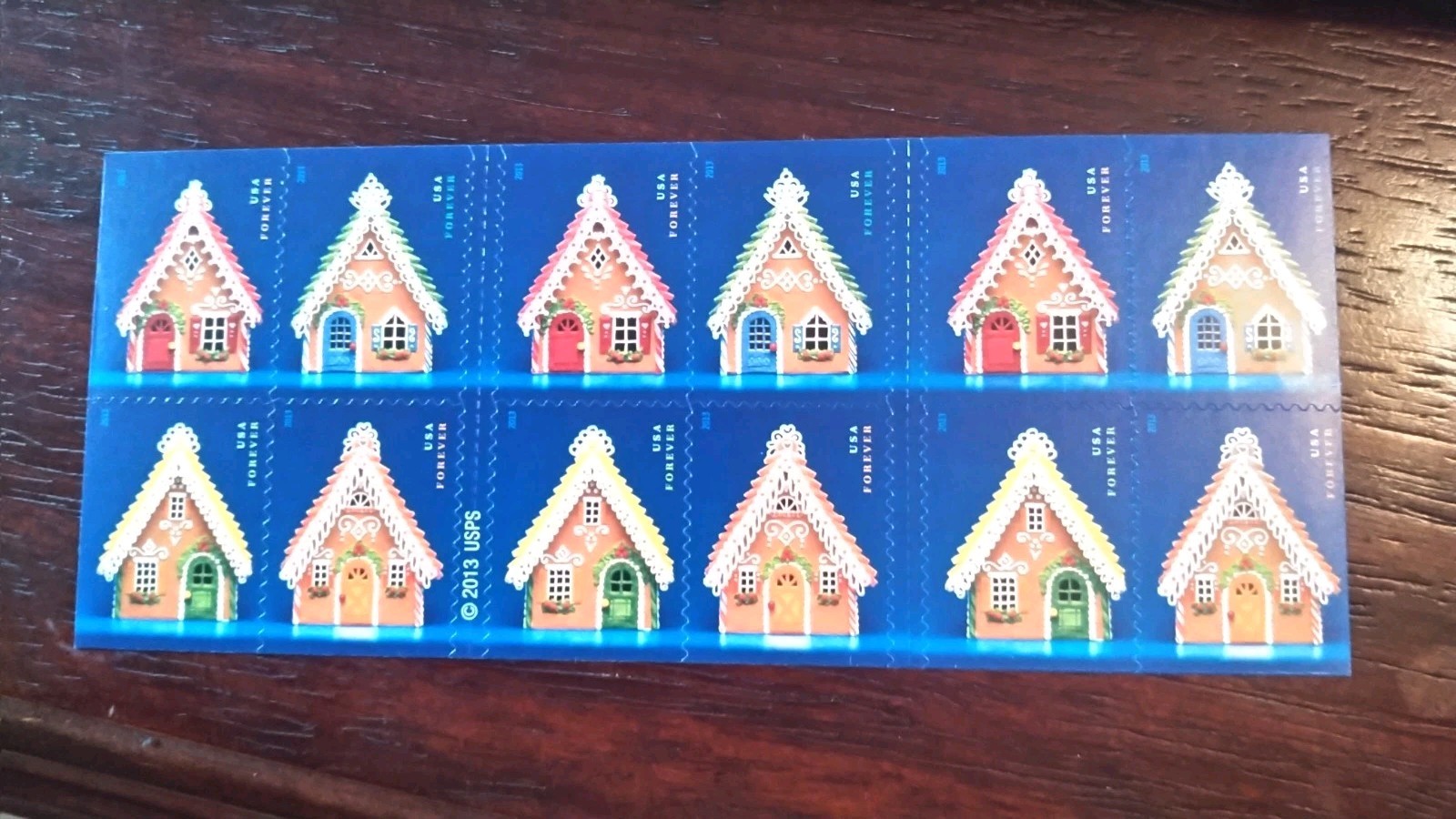 20 US Forever Christmas Stamps, Gingerbread Houses. Mint, Unused,. Free shipping