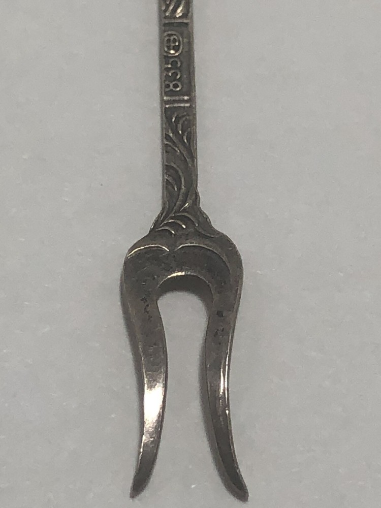 Antique Miniature 835 Silver Floral Repousse Fork