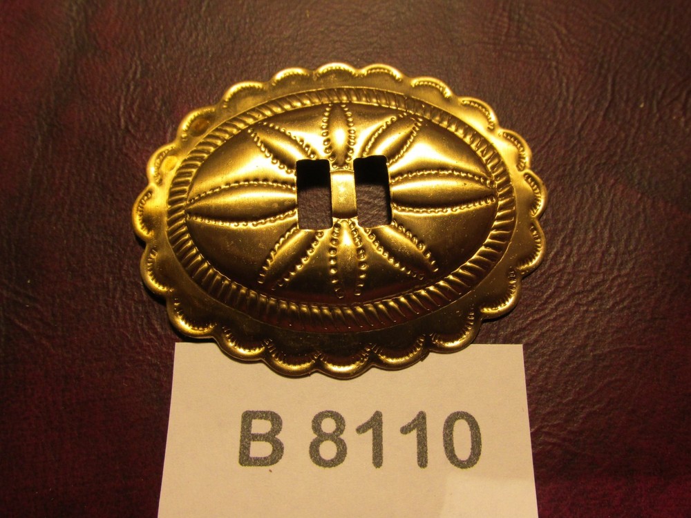 # B8110 MEDIUM  OVAL CONCHO 6 pcs solid BRASS  Slotted  NEW !  Leather belts