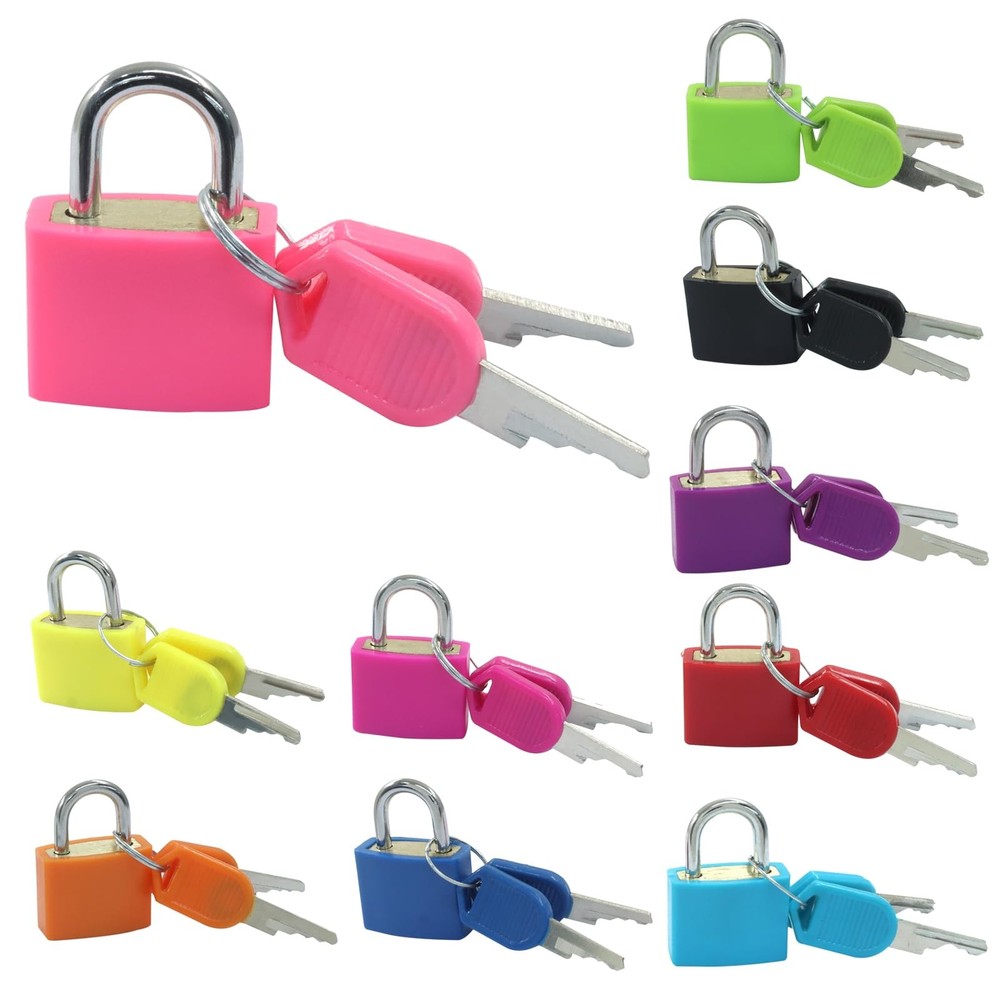 10 Pcs Luggage Locks with Keys, Small Padlock with Key Multicolor Mini Keyed ...
