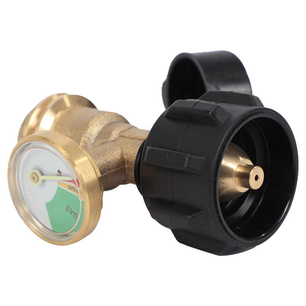 Propane Tank Gauge Brass Adapter w/Gas Pressure Level Meter Indicator for BBQ RV
