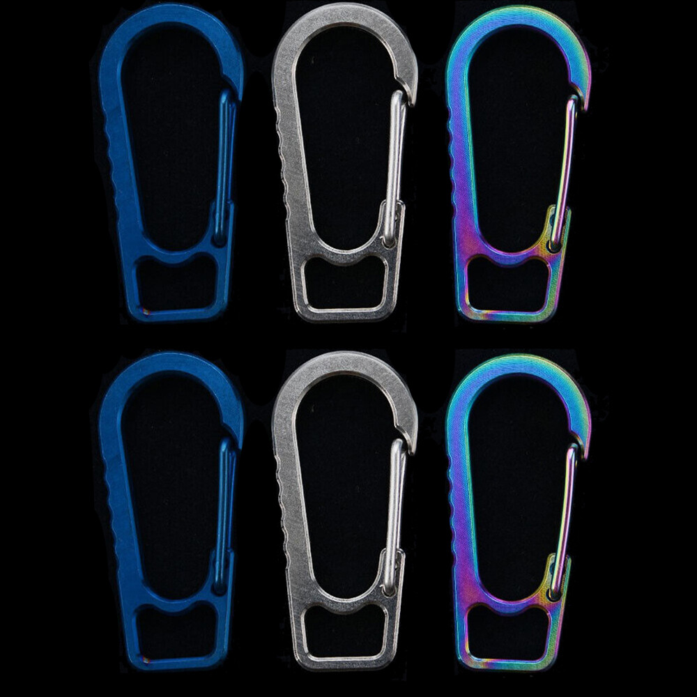 Titanium Alloy Carabiner Spring Snap Hook Clip KeyChain Quick Release Buckle 2pc