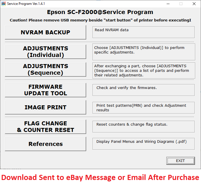 Epson Plotter Adjustment Service Program F2000 Includes Service Manual