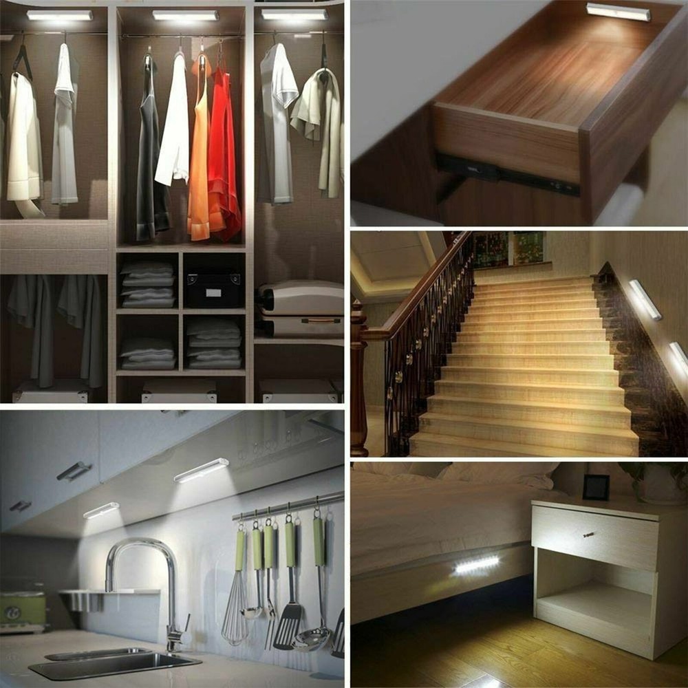 10LED Battery Powered Portable Motion Sensor Light Wireless Night Cabinet Closet