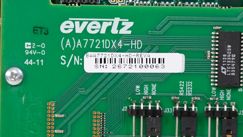 Evertz 7721DE4-HD+GPI HD/SD-SDI Quad Data Embedder (No Backplane)