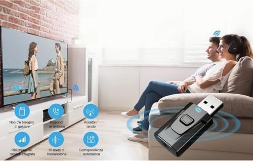 USB Bluetooth Transmitter for TV with Clear Sound Quality Plug and Play