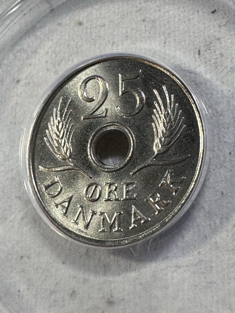 1971 Denmark 25 Ore Graded MS 68 by ANACS