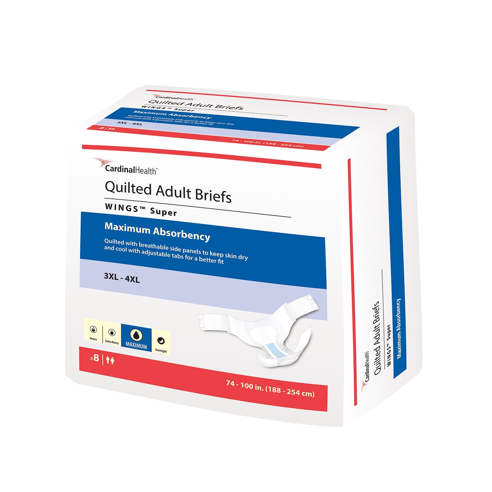 Wings Super Incontinence Brief 3X-Large Bariatric 67095 78 8 Ct