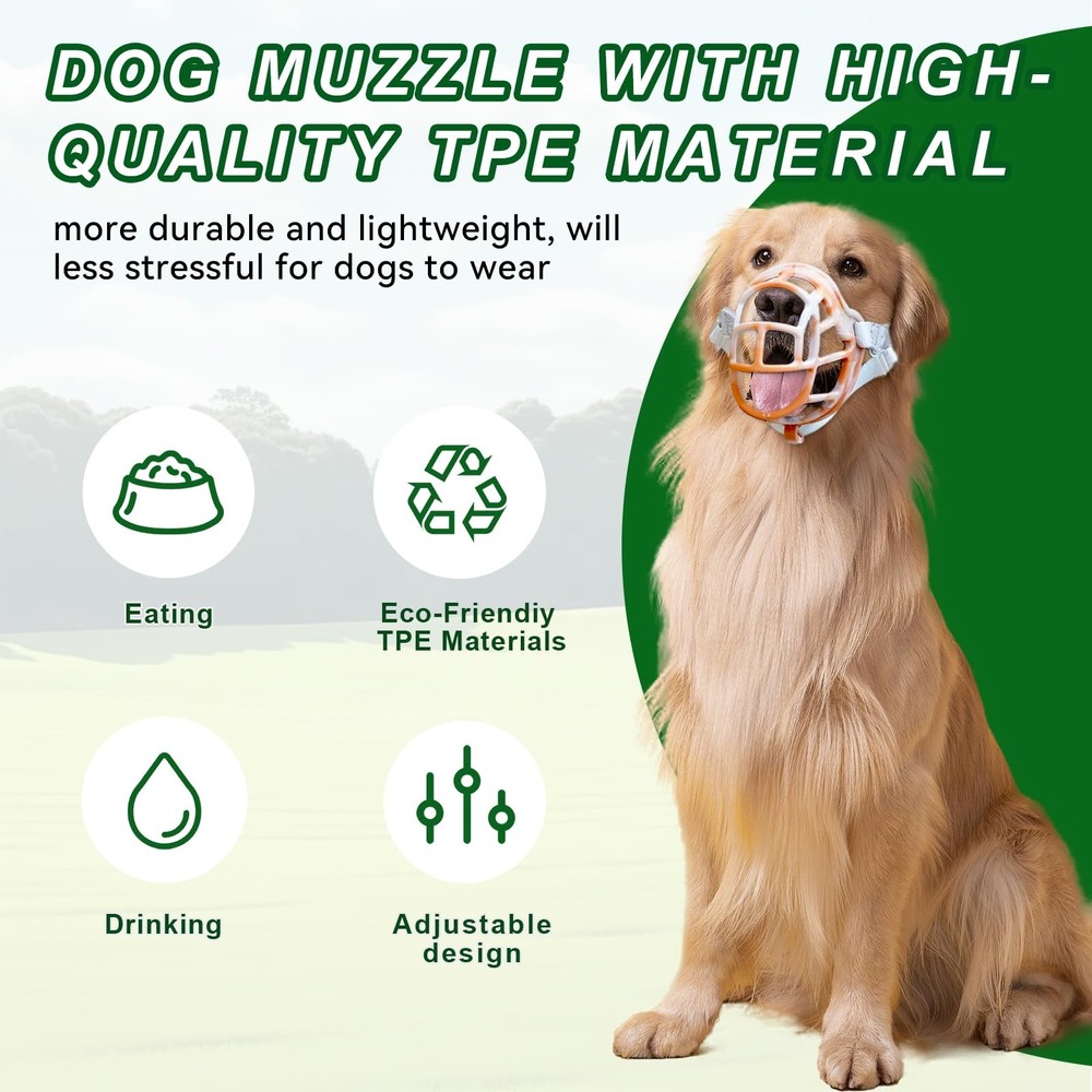 Dog Muzzle Basket Muzzle Anti Biting Chewing Sturdy Lightweight Muzzle Allows...