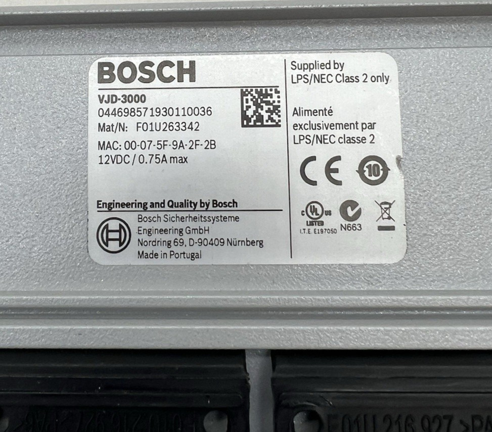 Bosch VJD-3000 Video Jet Decoder Single Output HD/SD H.264