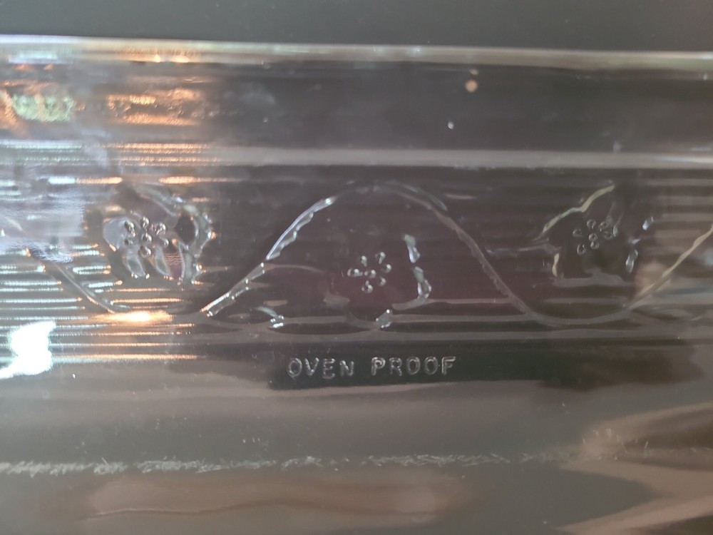 Anchor Hocking Baking Dish 9"×12" Floral Etched Outlined Small Flower Pattern