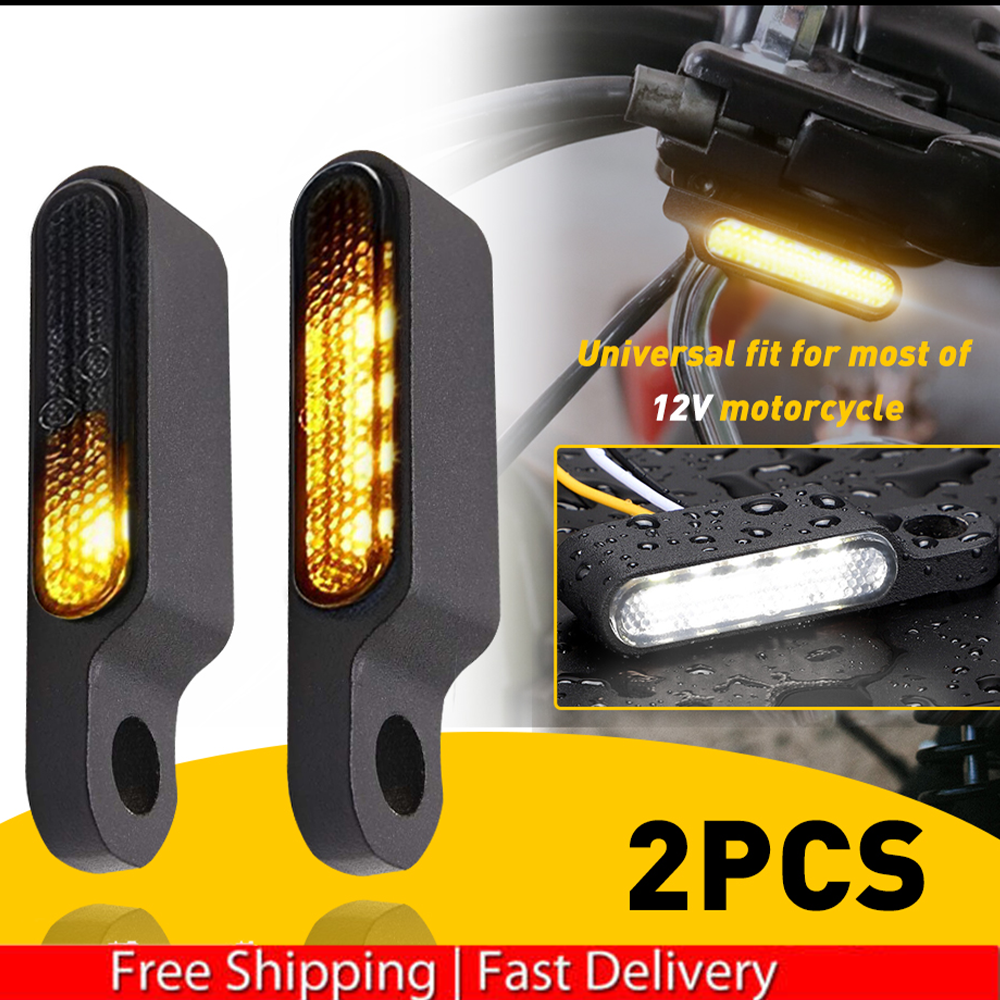 UNIVERSAL 12V Handlebar LED Turn Signals Blinker Running Light For Motorcycle