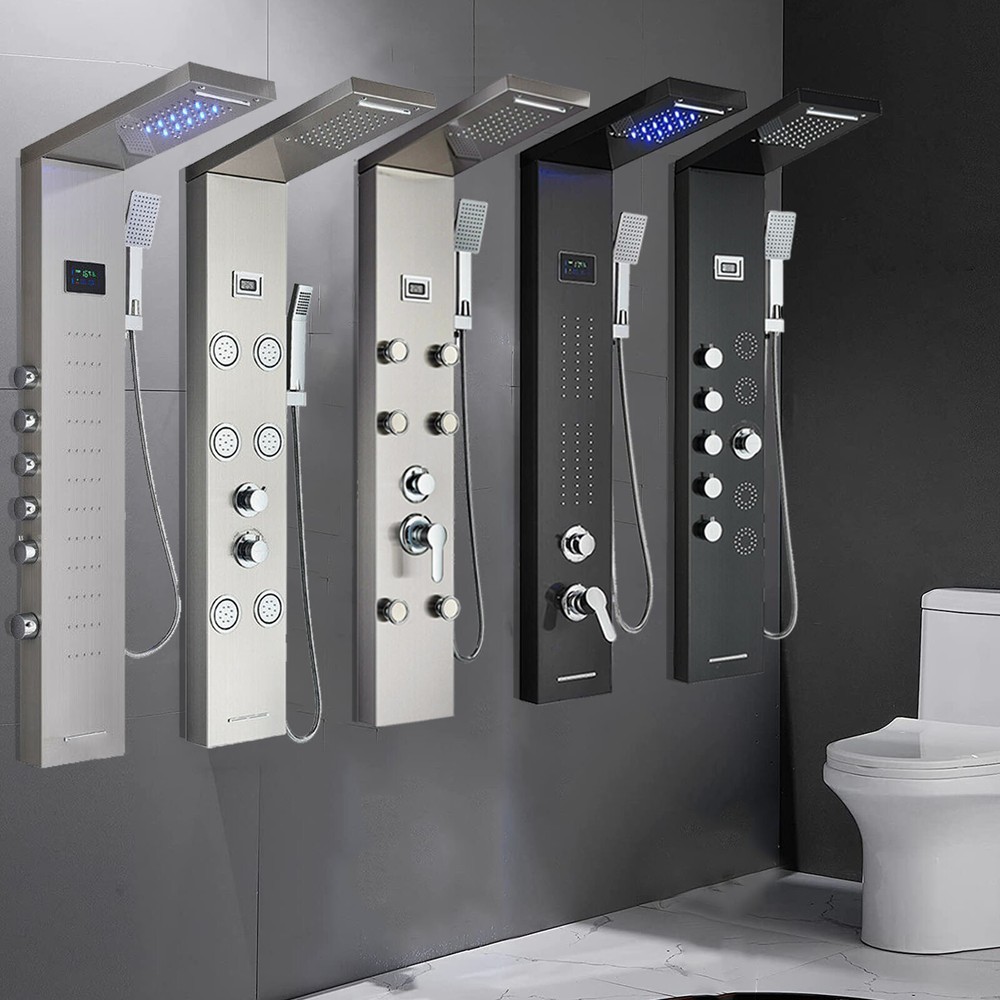 Shower Panel Tower system rain&waterfall Head Massage Spa Jets Stainless Steel