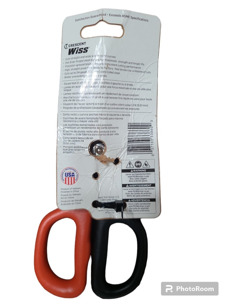 Crescent Wiss 7" Tinner Snips Precision Cuts WDF7S Red/Black Open Package