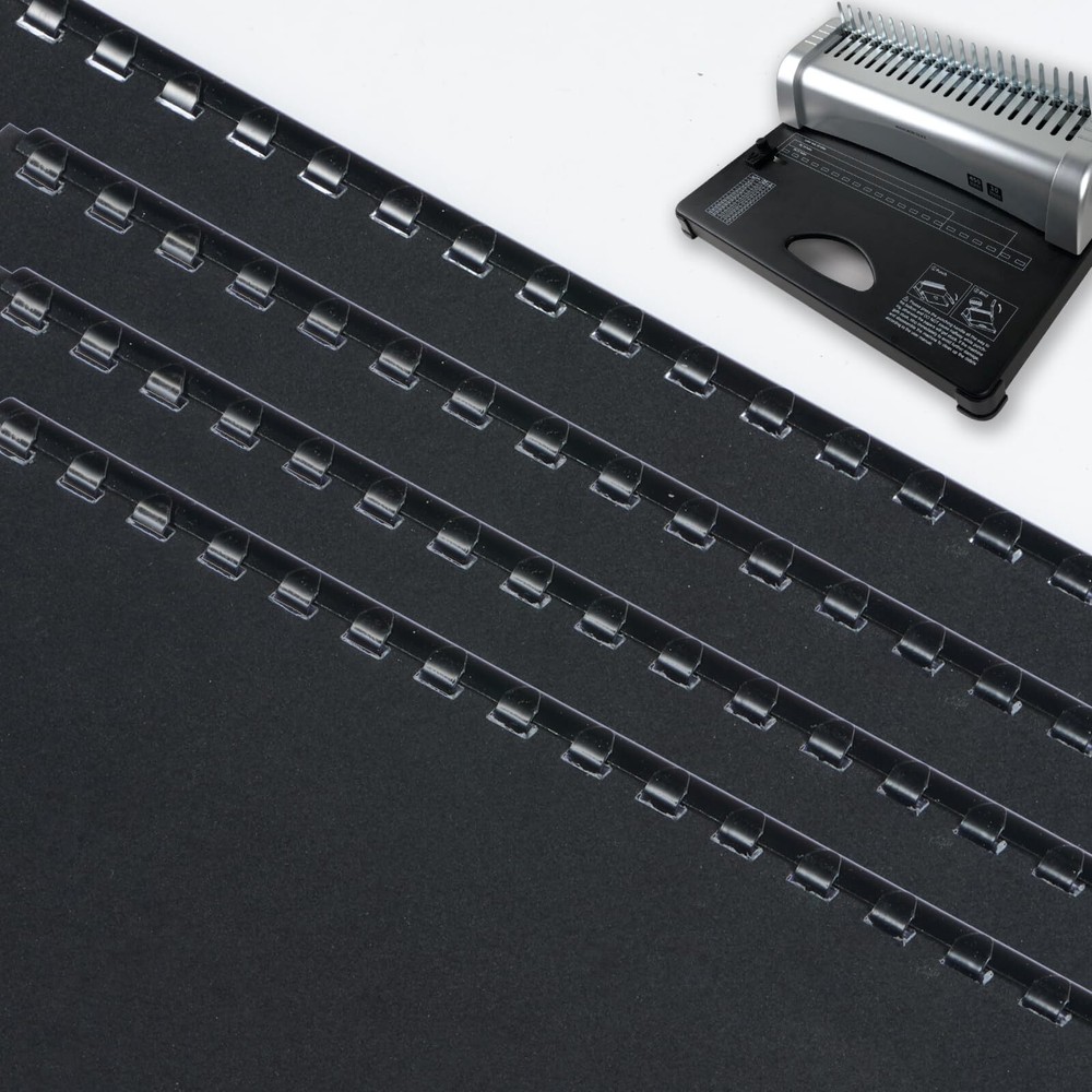 1/2 Inch Plastic Binding Comb 19 Ring 90 Sheet Capacity Letter Size Black Com...