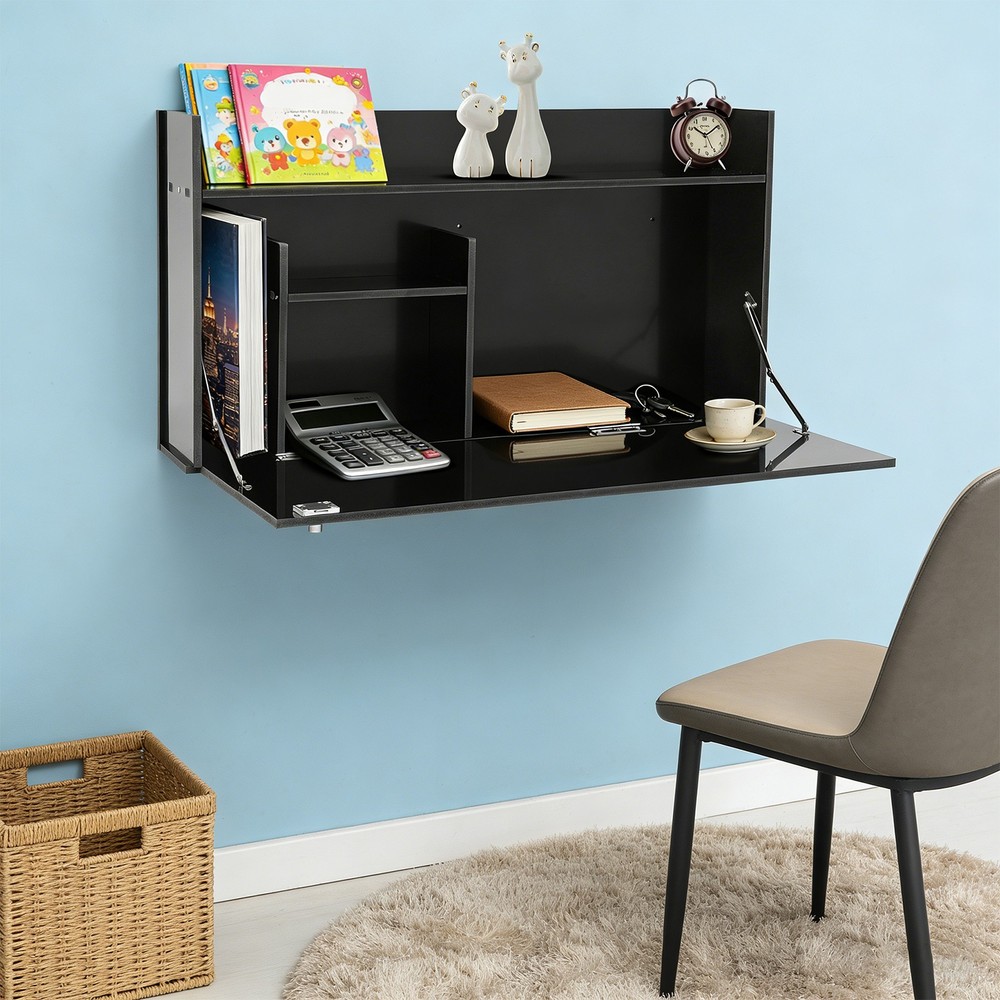 Wall Mounted Desk Cabinet Multifunctional Floating Desk Foldable Table Cabinet