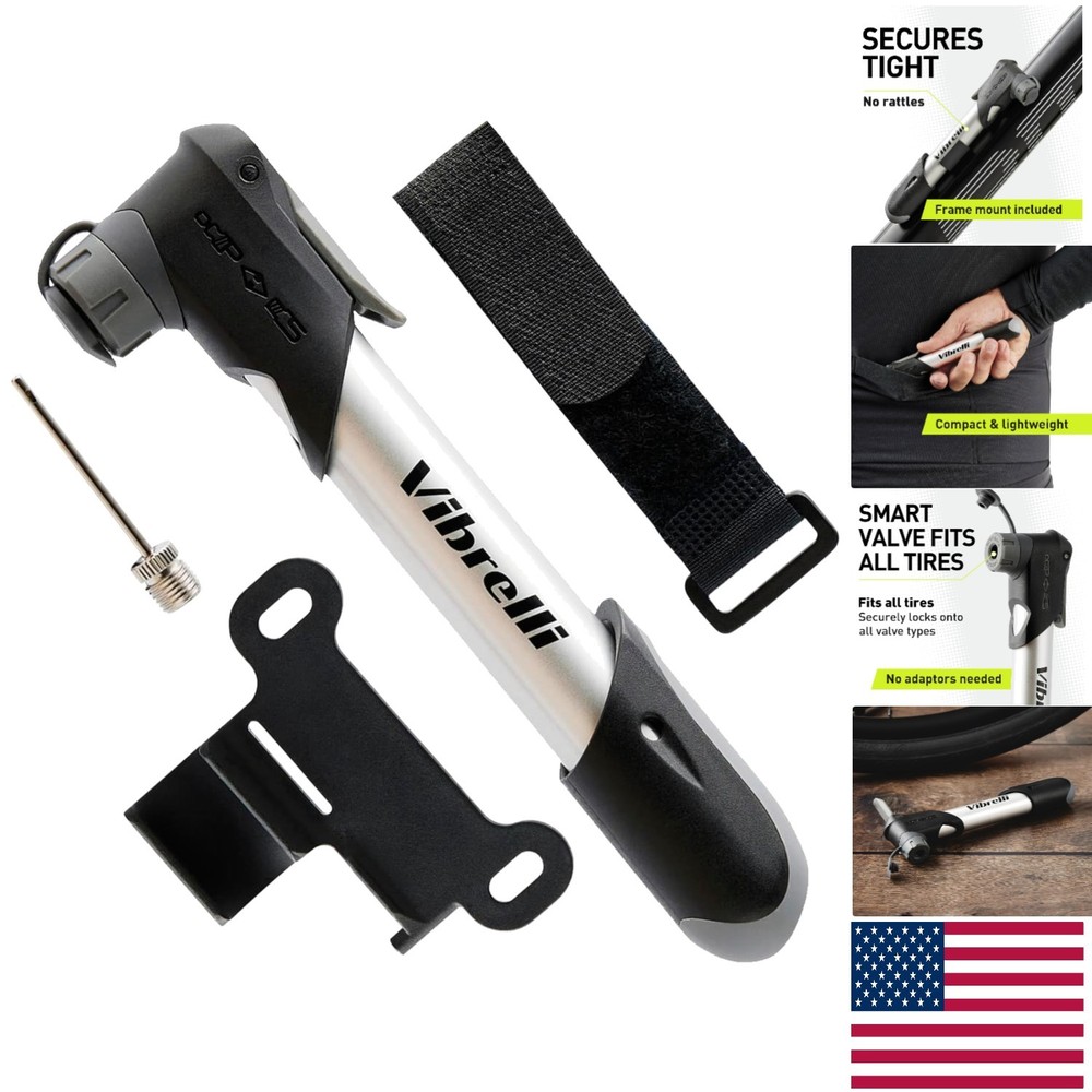 120 PSI Mini Bike Pump - Compact, Lightweight, Includes Glueless Kit