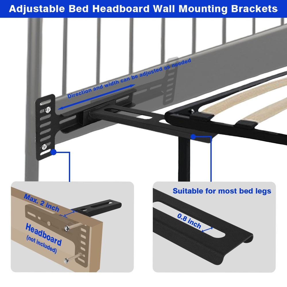 Headboard Kit for Adjustable Bed, Universal Headboard Bracket, Matte Black