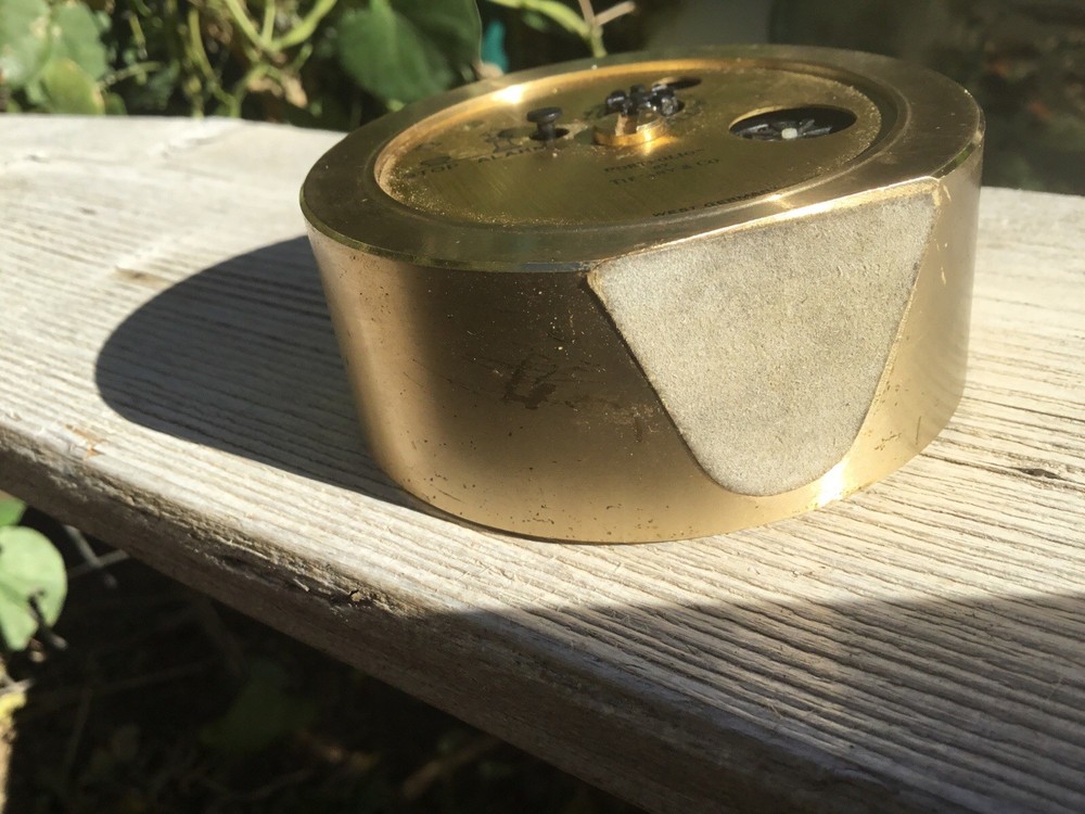 Tiffany & Co Solid Brass Desk Alarm Clock Germany 2.25"