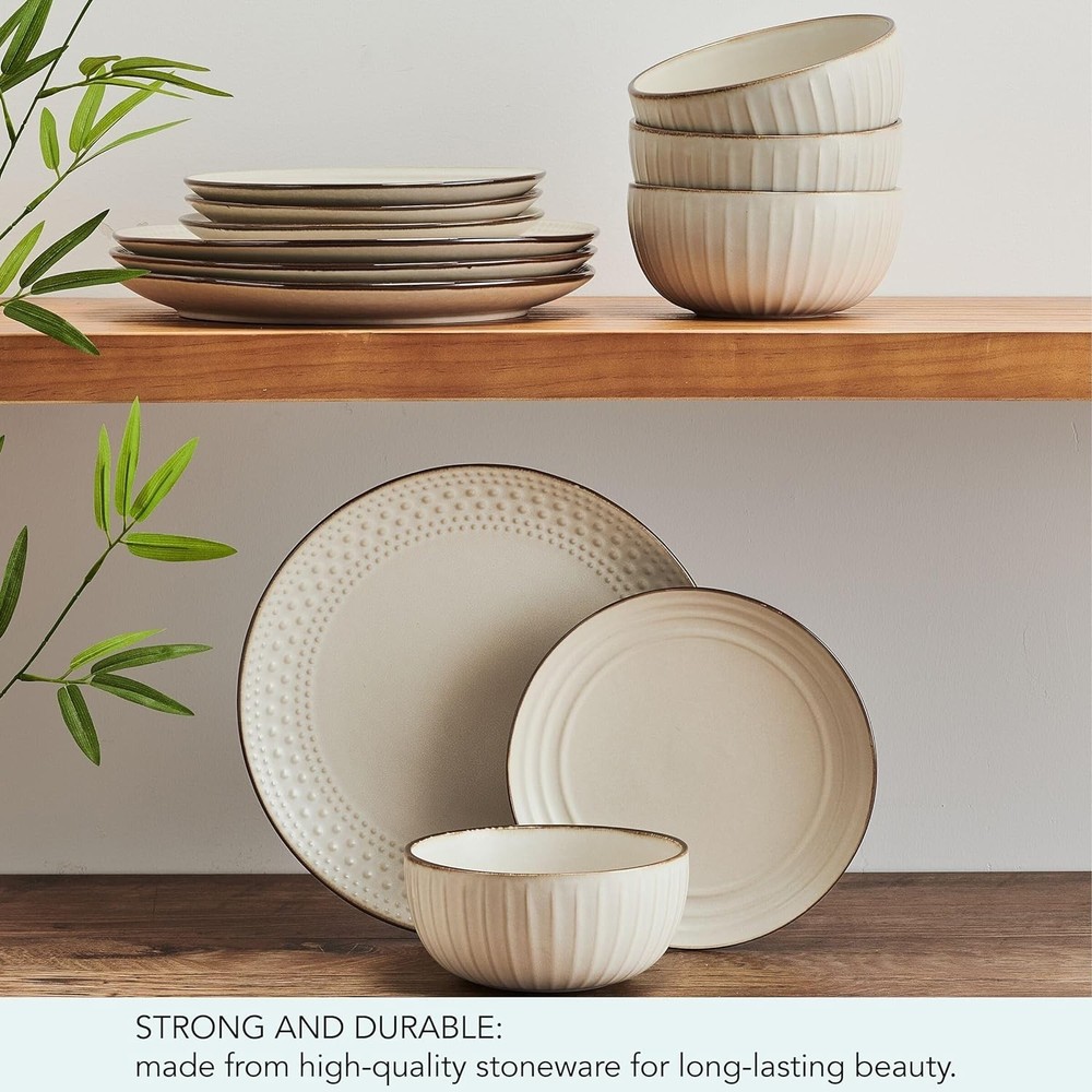 pfaltzgraff Janelle 12 Pc Dinnerware Beige—-Item Missing One Bowl