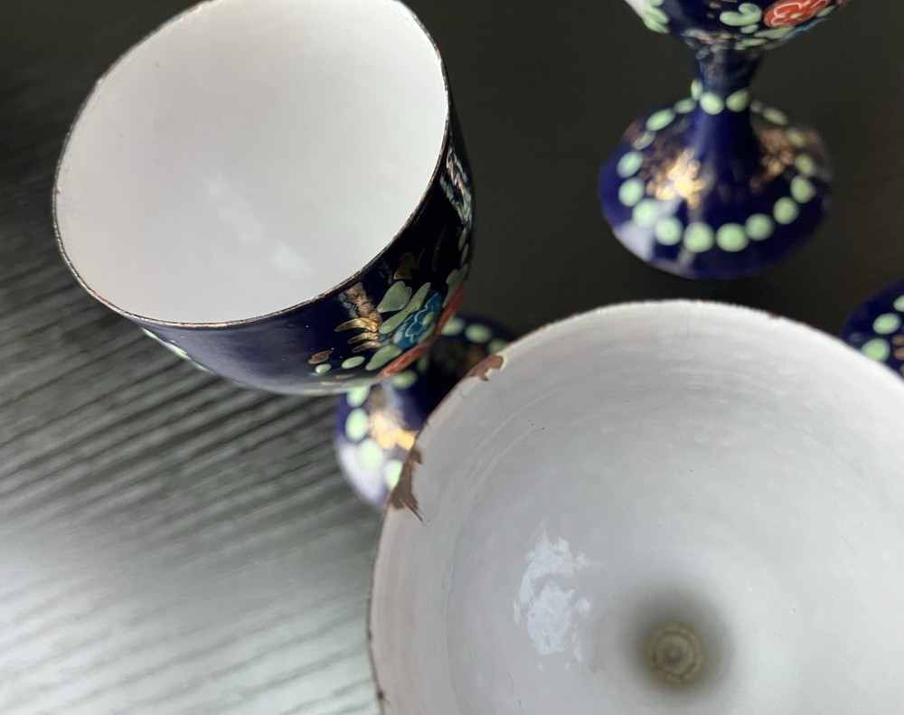 Vintage 6-piece Enameled Drinking Set