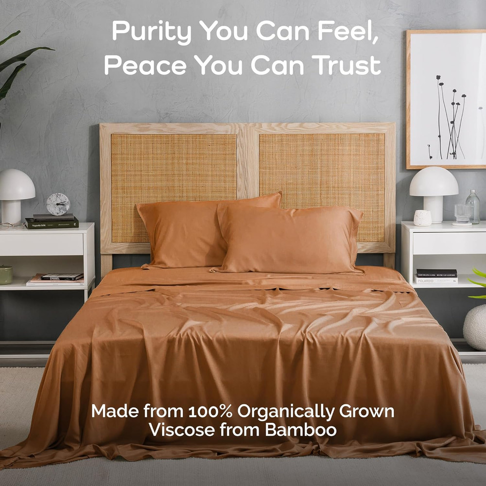 Cooling Bamboo Sheets Set with 2 Pillowcases - Soft & Hypoallergenic