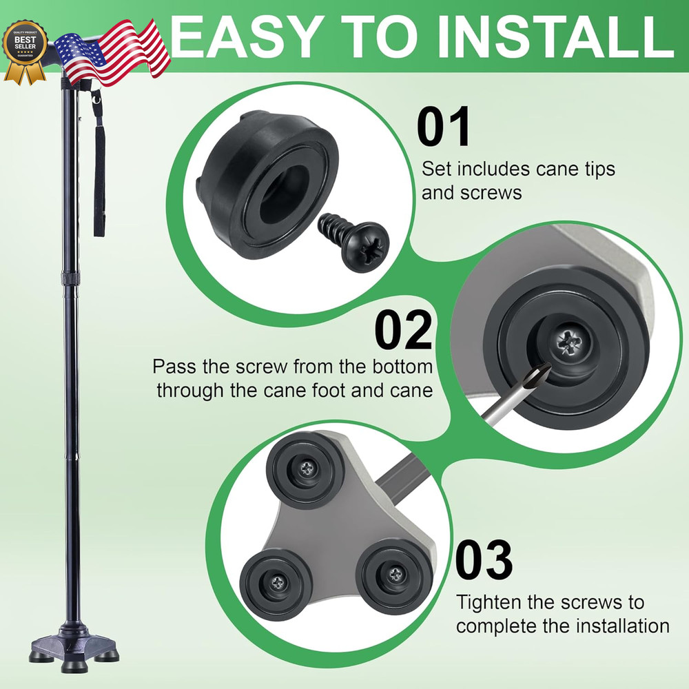 Cane Feet Compatible with Hurrycane Replacement Rubber Feet Replacement 6 Pack