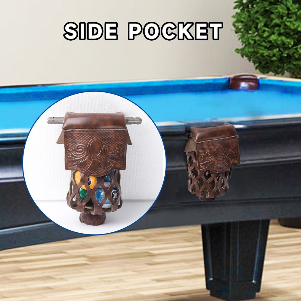 Set of 6 PU Leather Billiard Pool Table Pockets. Replacement Web Drop Bag Set