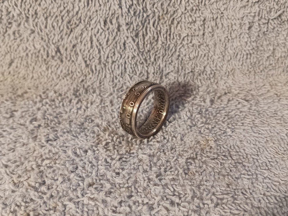 2005 90%  Silver Kennedy Half Dollars   size 9 coin ring  handmade