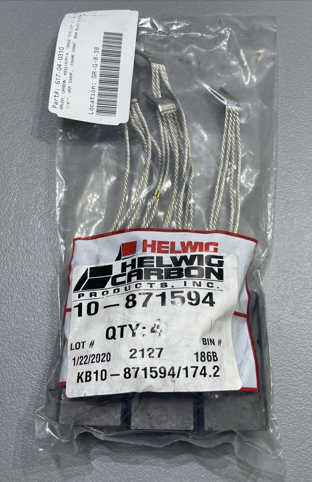 Pack of 4 Helwig Carbon 10-871594 Carbon Motor Brush 7/8 X 1-1/2 X 3-1/4 T576