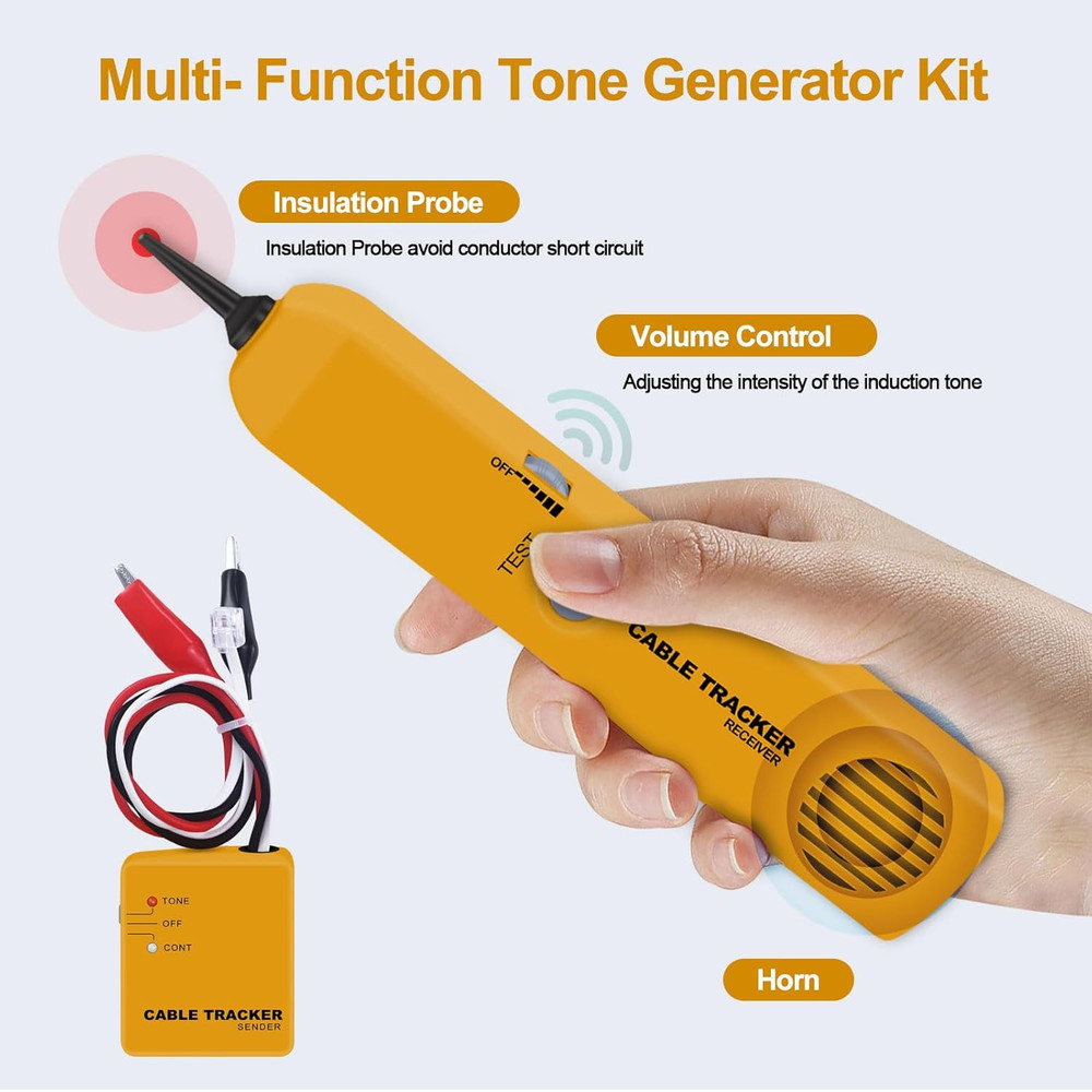 Wire Toner Cable Tracer Kit High Accuracy Network Cable Tester with Inductive Am