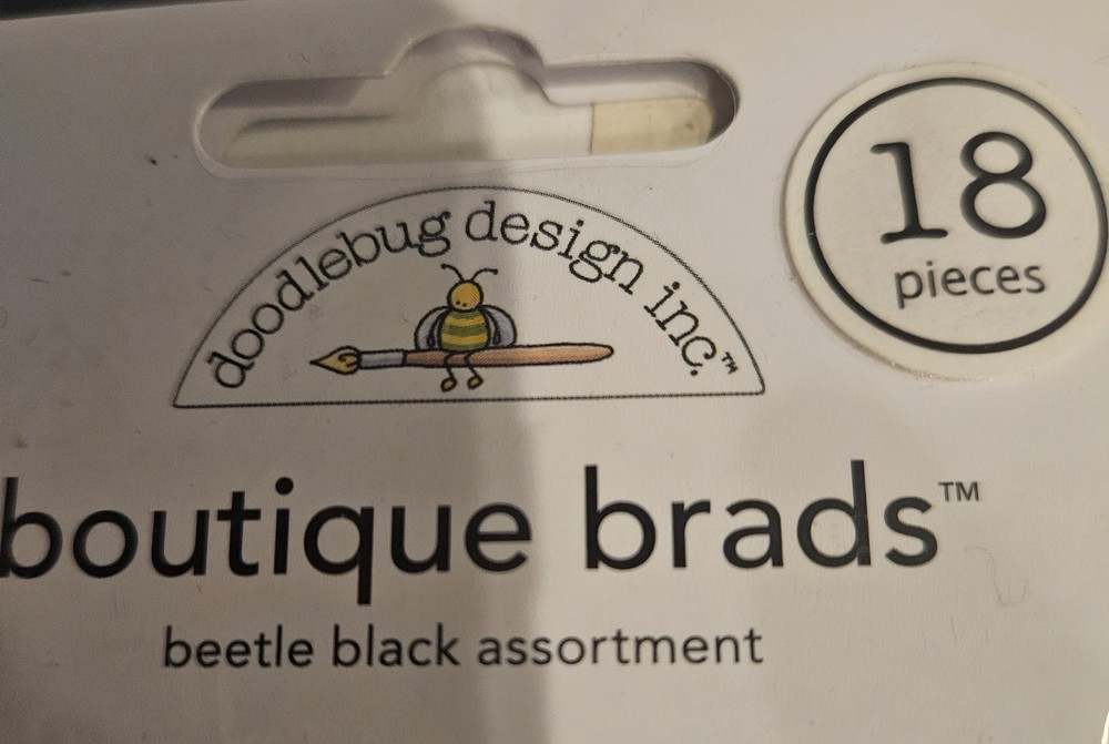 Doodlebug Boutique Brads - Bettle Black assortment 18 pieces - NEW