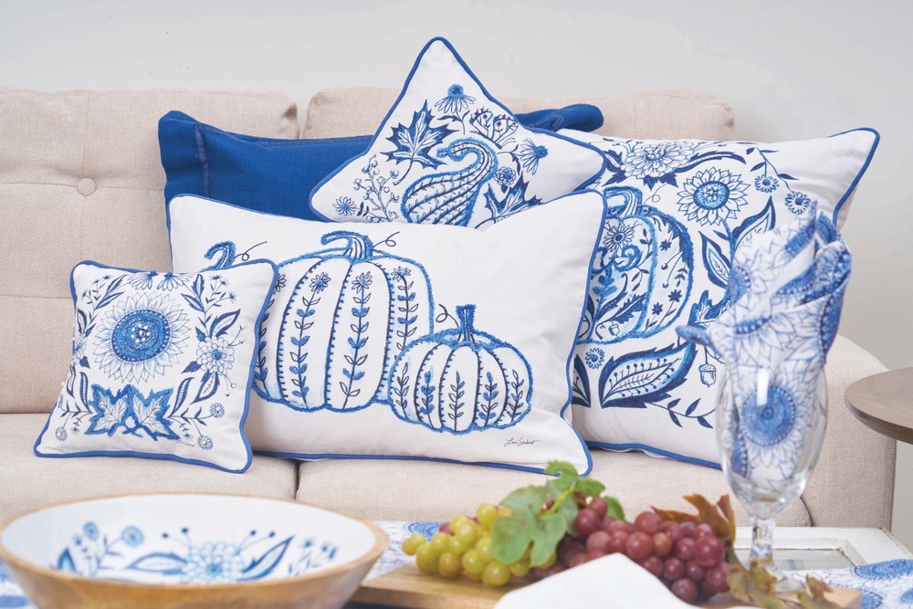 Blue Harvest Pumpkin Pillow