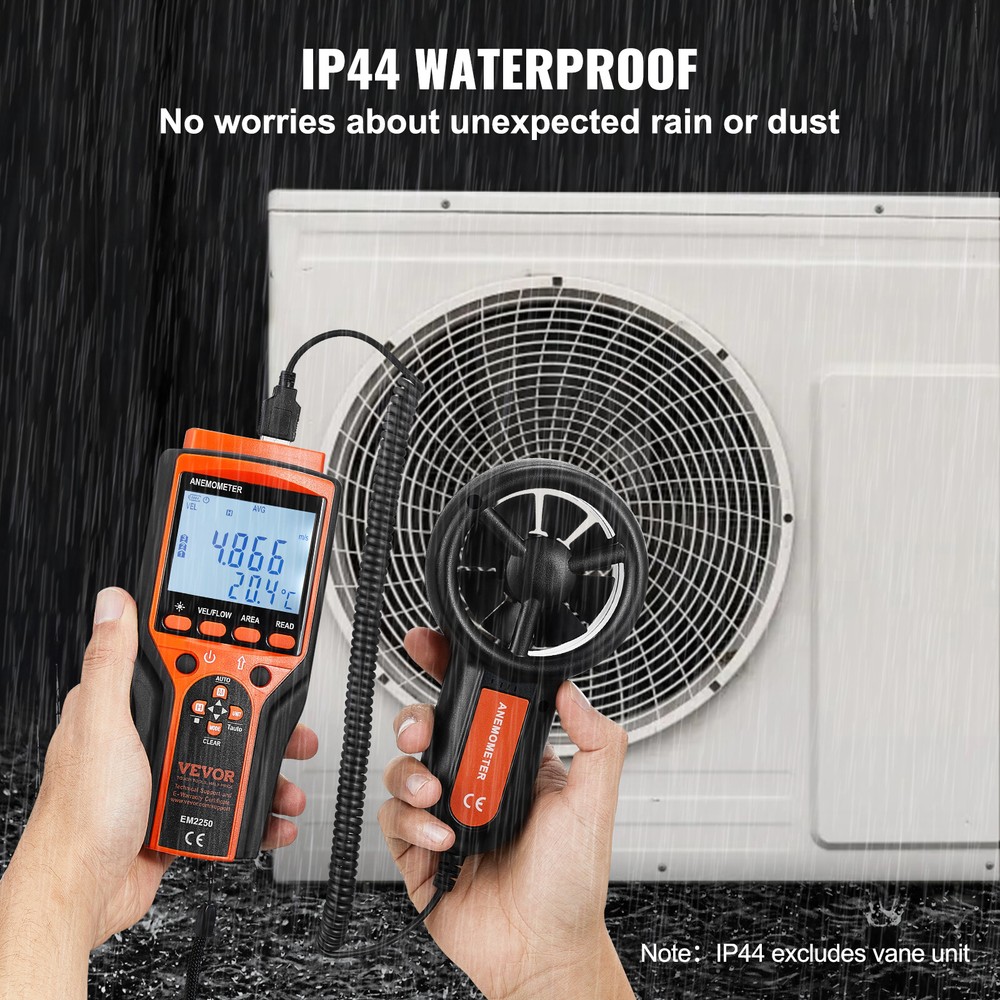 VEVOR Split Handheld Anemometer Digital Wind Speed CFM Meter Gauge 14-140℉ LED