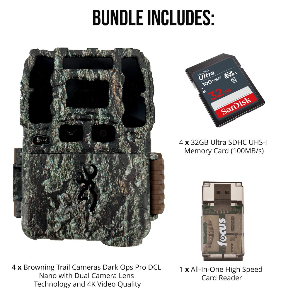 Browning Trail Camera Dark Ops Pro DCL NANO Trail Camera 4-Pack Bundle