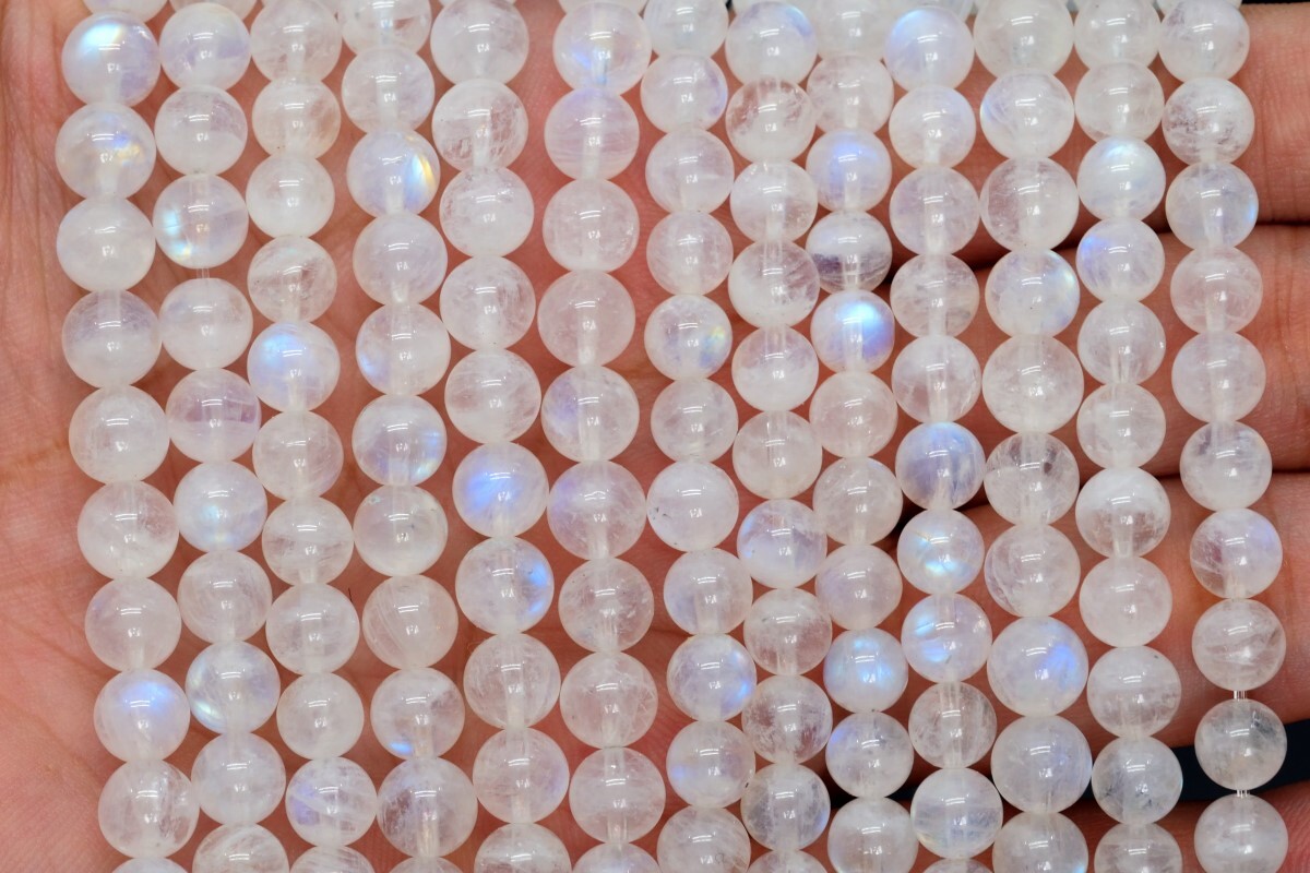 Genuine Natural Rainbow Moonstone Grade AAA Round Beads 3-4/4-5/5/5-6/7/8/9/10MM