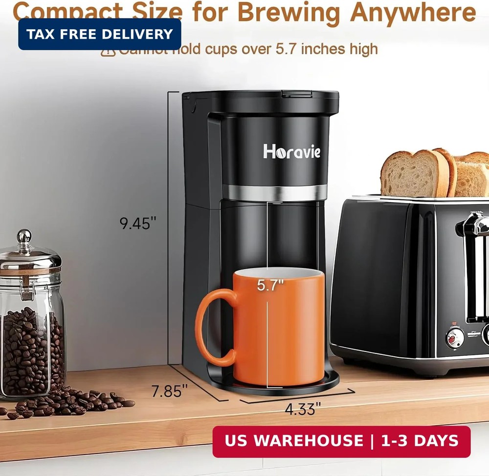 Small Single Serve Coffee Maker, Fast Brew One Cup Coffee Machine for K Cup a..