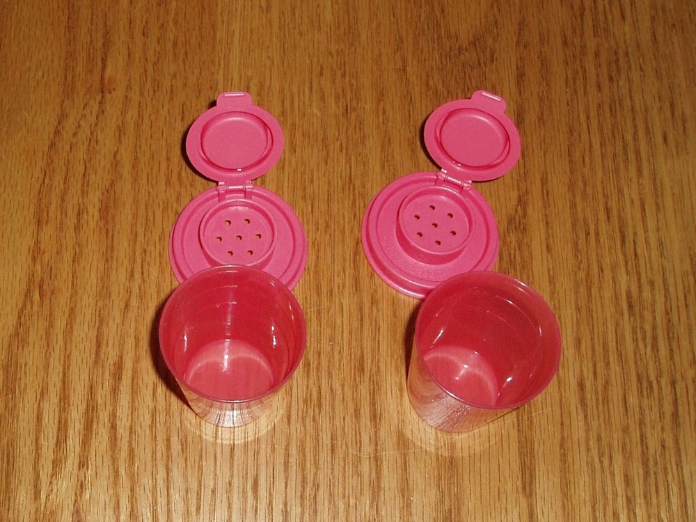 Tupperware Pink Midget Salt & Pepper Shakers EUC