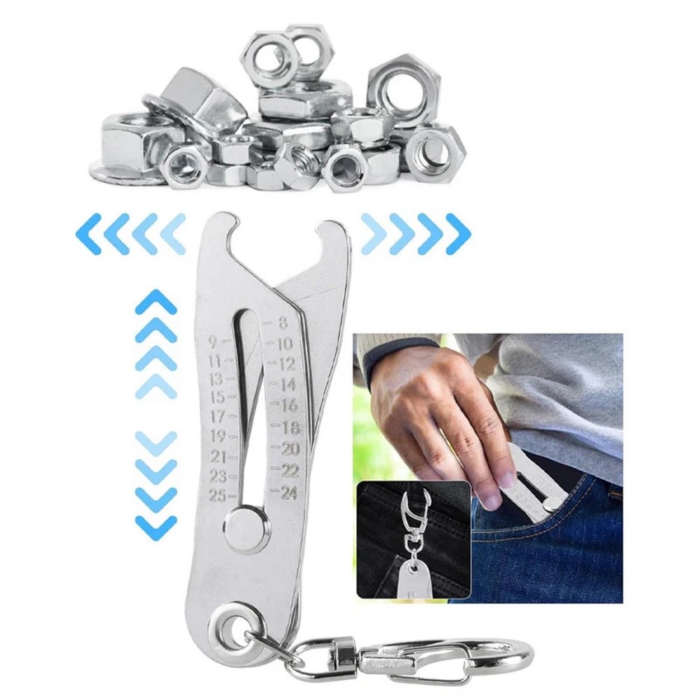 2× Portable Thread Checker Set - Precision Bolt Size Finder with Keychain Ring