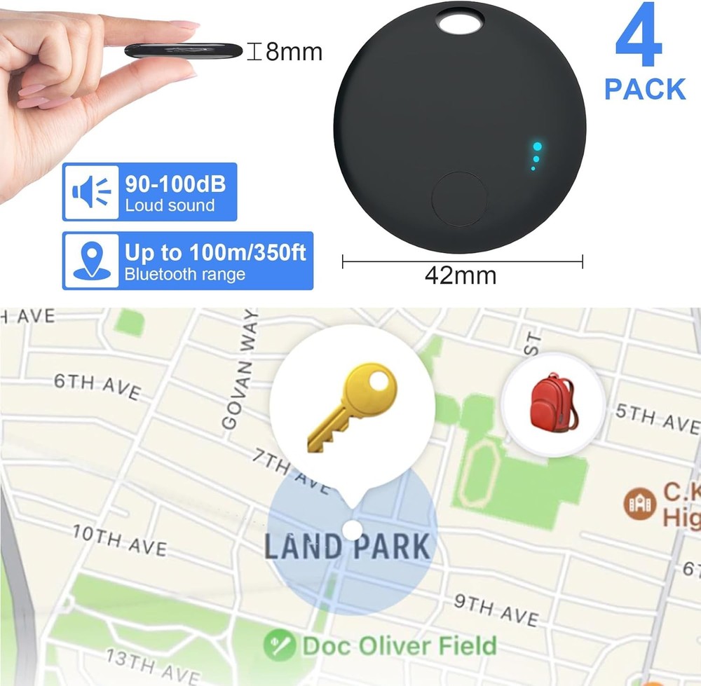 Bluetooth Tracker for Android, 4 Pack Item Finder Work with Google Find My De...