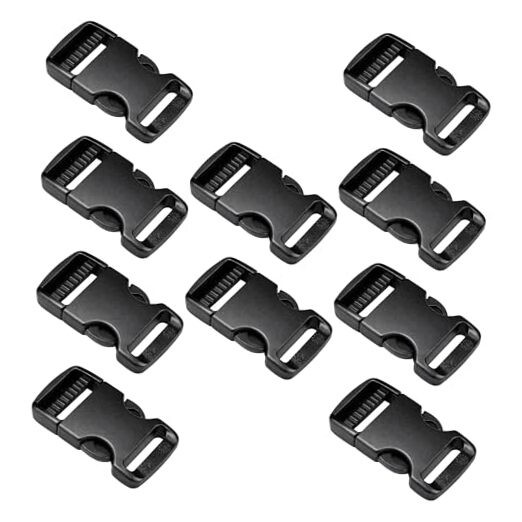 Plastic Single Adjustable Side Release Buckles – 1.5", 10 pack Black