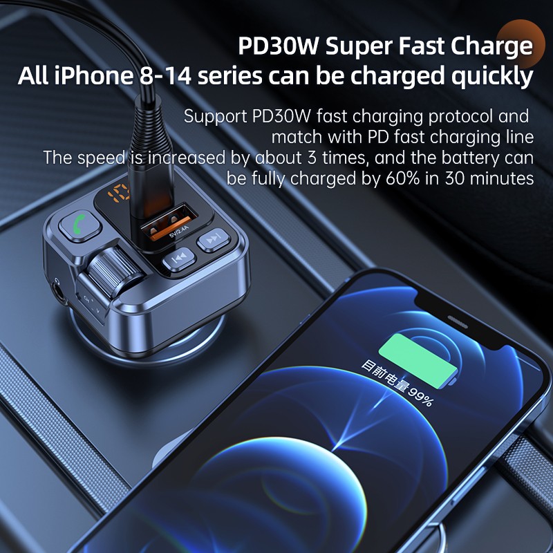 Car Wireless Bluetooth FM Transmitter MP3 Player USB Car Fast Charger Adapter