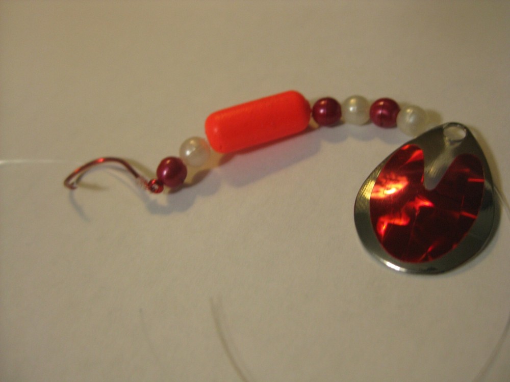 2 Hook Floating Float Spinner Blades Rigs Crawler Harness (Red Holographic)