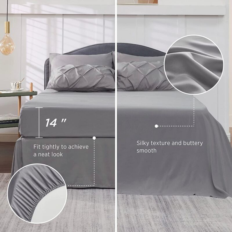 Bedsure King Size Comforter Set - Bedding 7 Pieces, King, Gray