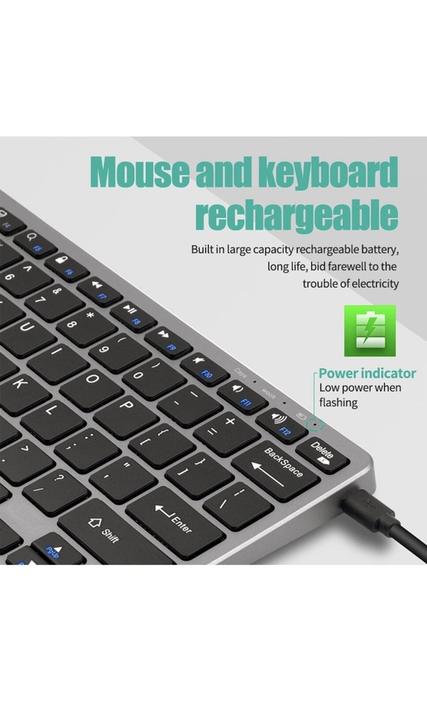 Ultra Thin Wireless Keyboard And Mouse Combo Set 2.4G For Mac PC Maximum Comfort