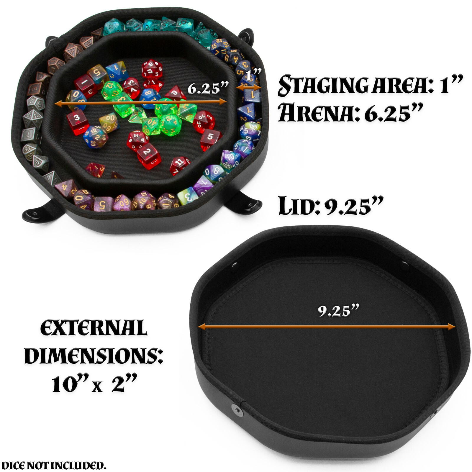 CM Dice Tray and Dice Storage Case for Up to 115 RPG Dice - D&D Dice Tray Only