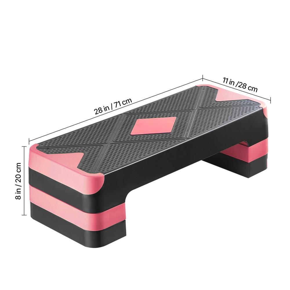 Aerobic Stepper Step Platform with 4 Risers, Adjustable 4-8 inch, Non-Slip