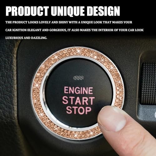 Car Engine Start Stop Decoration Ring, Car Engine Start Button 1PCS Peach