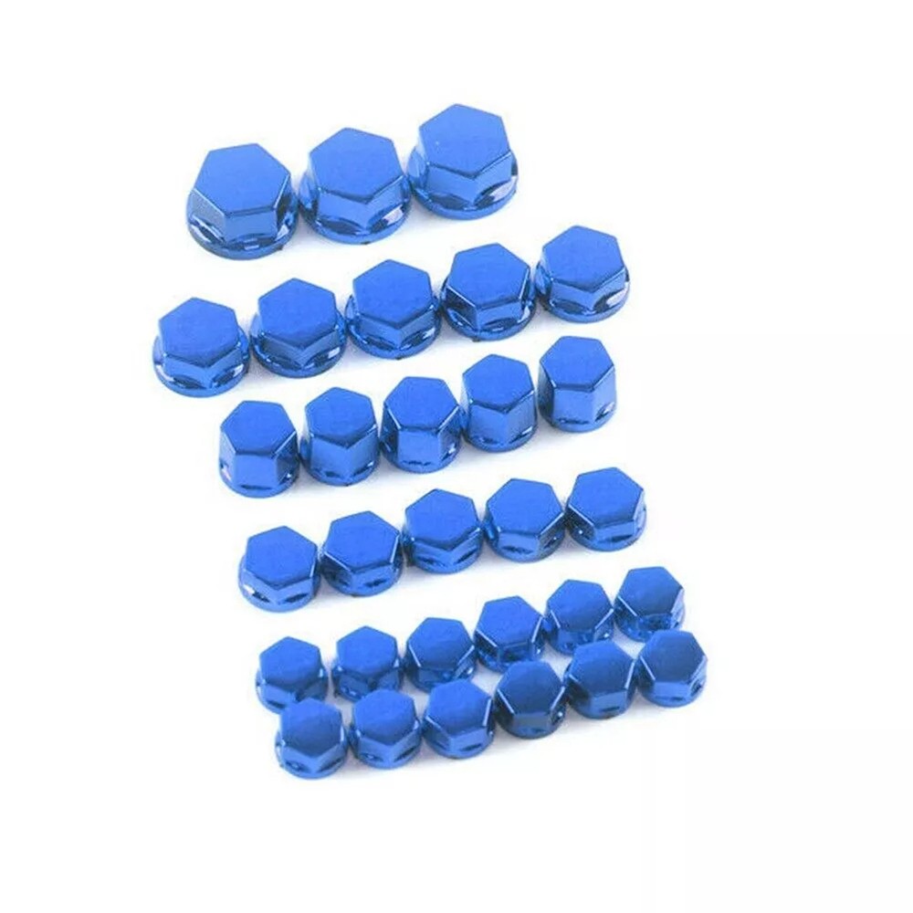 30-Piece Plastic Plating Screw Cap Set in Blue, 4 Sizes for Hardware Projects
